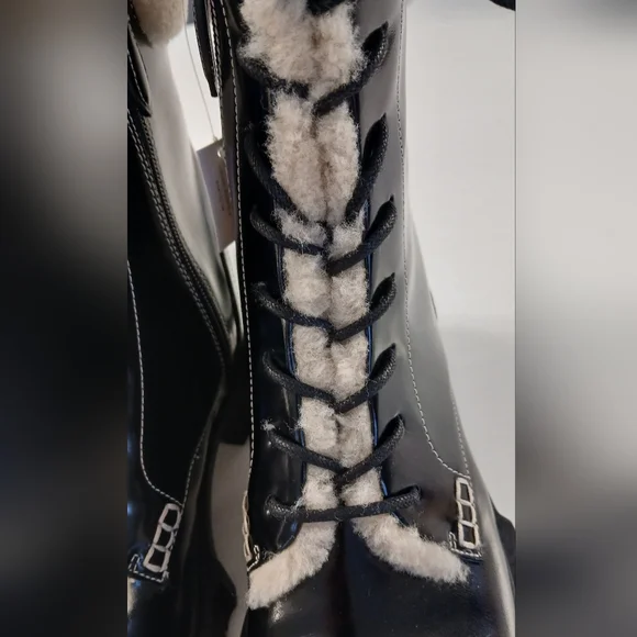 COACH Leighton Shearling Bootie • Black Patent Leather • Size 9.5 B - Picture 3 of 14